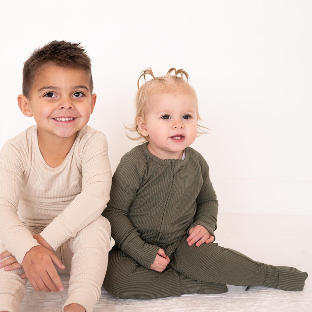 'Moss' Ribbed Bamboo Zip Romper