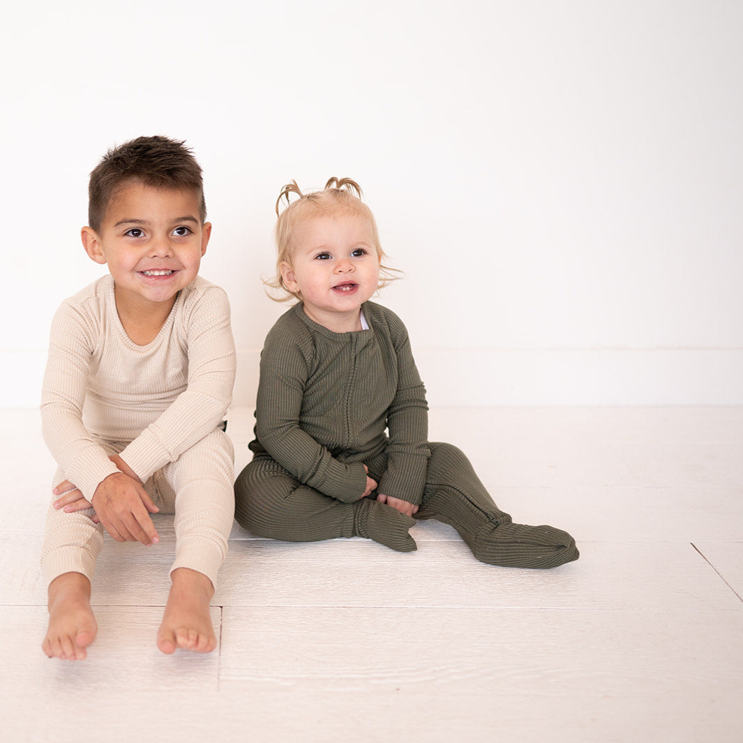 'Moss' Ribbed Bamboo Zip Romper