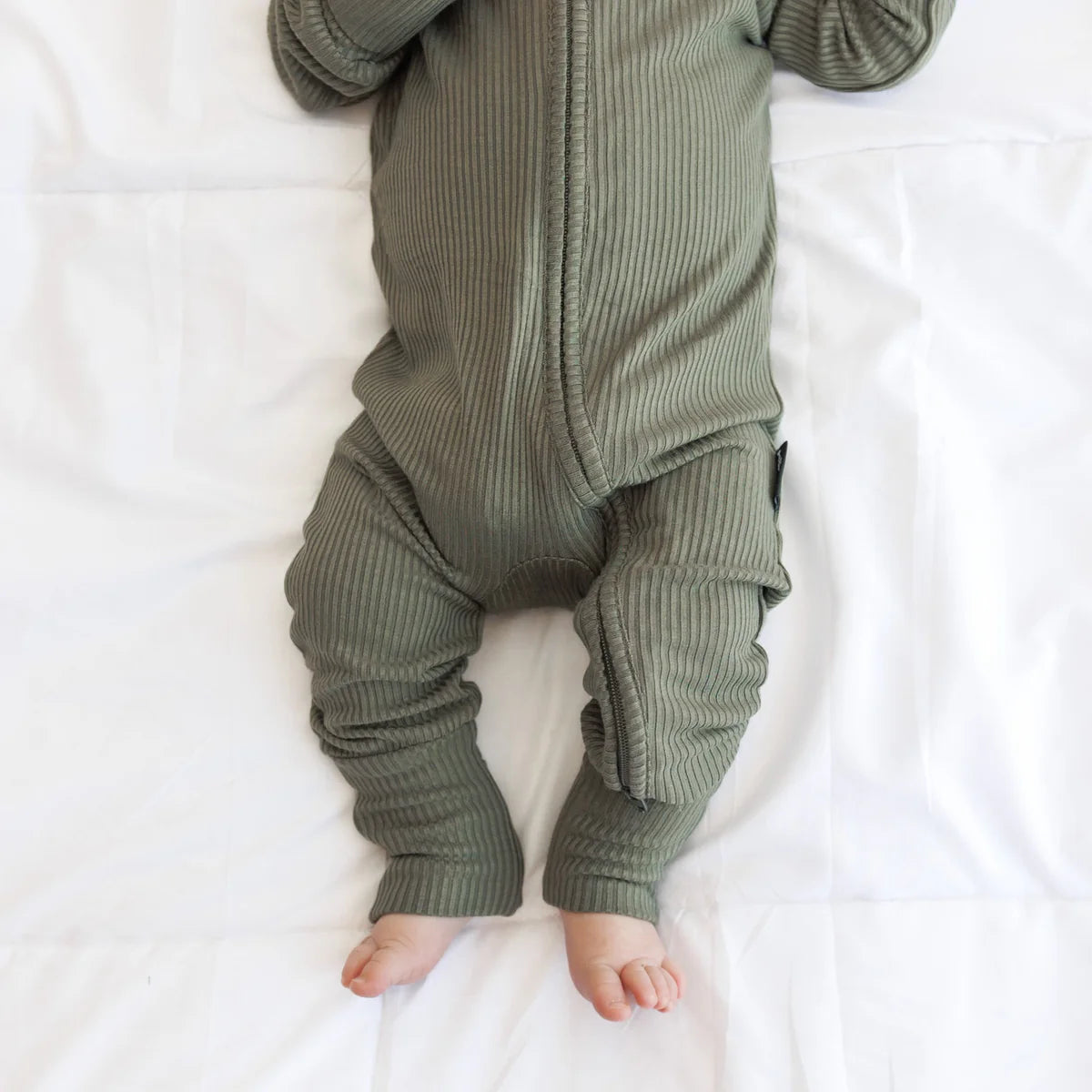 'Moss' Ribbed Bamboo Zip Romper