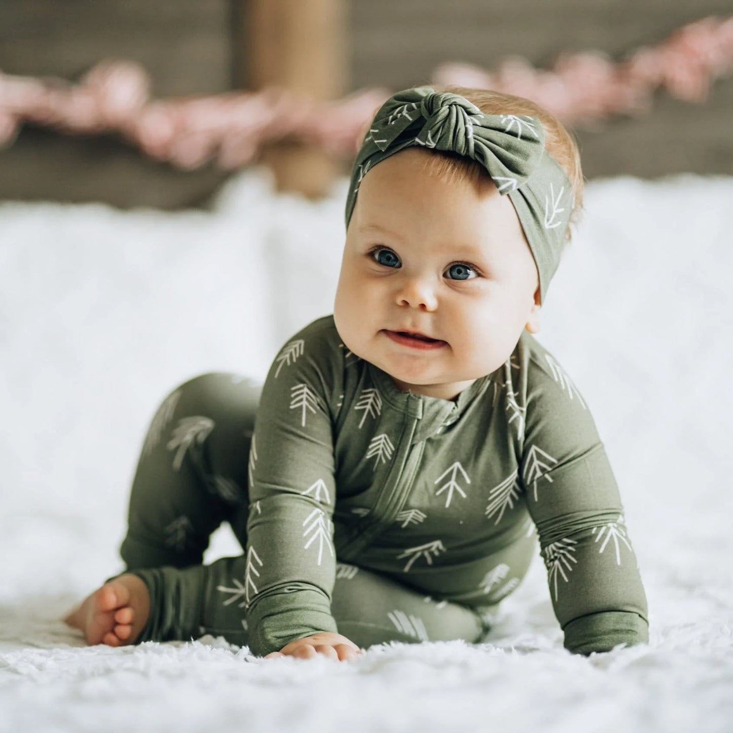 'Christmas Tree Green' Bamboo Zip Romper