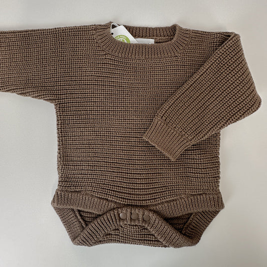 'Chocolate' Long Sleeve Chunky Knit Bodysuit