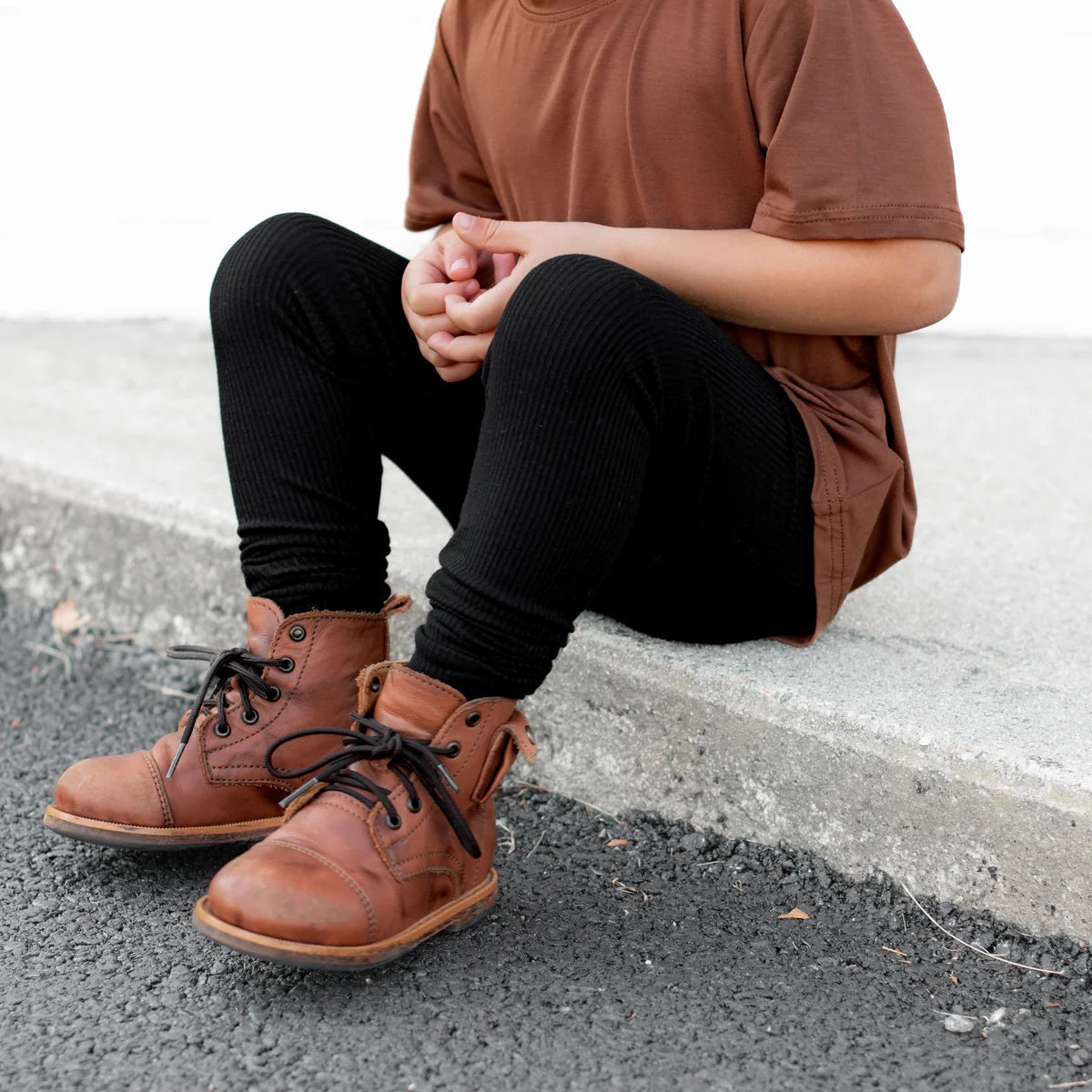 Midnight Ribbed Bamboo Baby Legging
