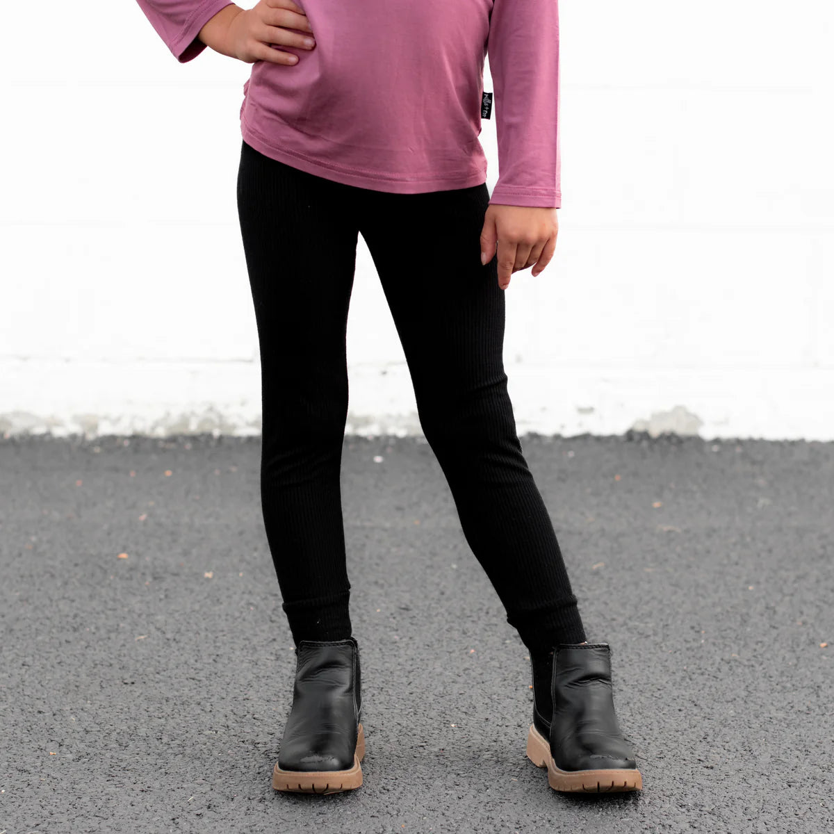 Midnight Ribbed Bamboo Baby Legging