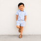 Nixie Seersucker Kids Shorts - Shore Stripe / Sea