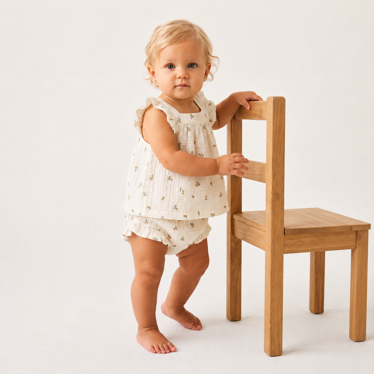 Colette Muslin Baby & Kids Tank and Bloomer Set - Palmer Floral / Dune + Laguna