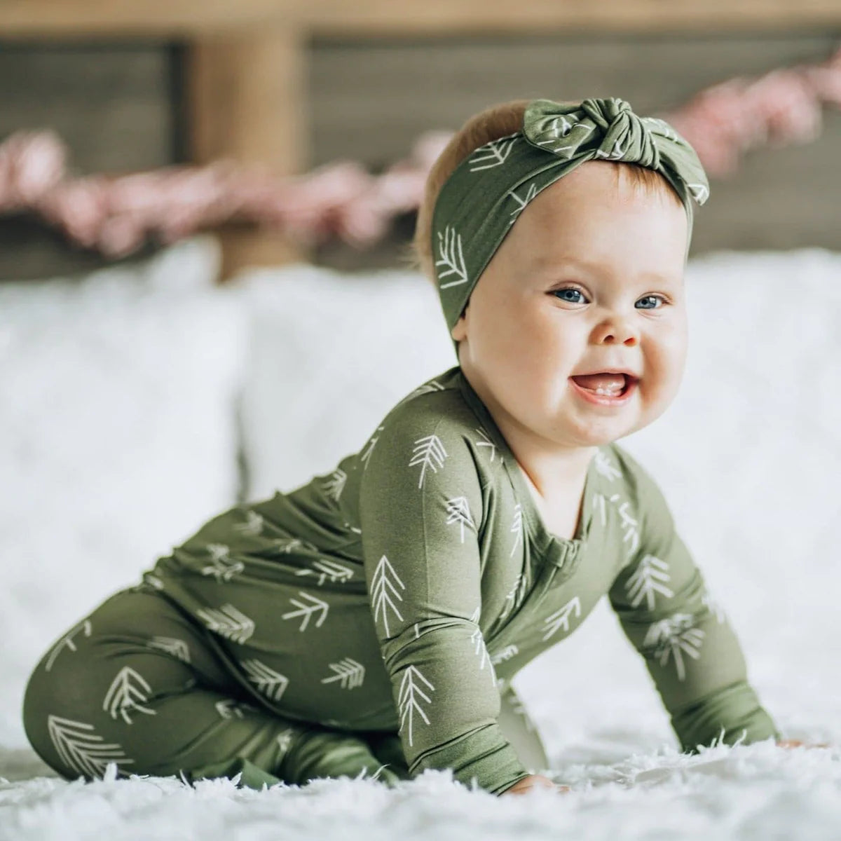 'Christmas Tree Green' Bamboo Zip Romper