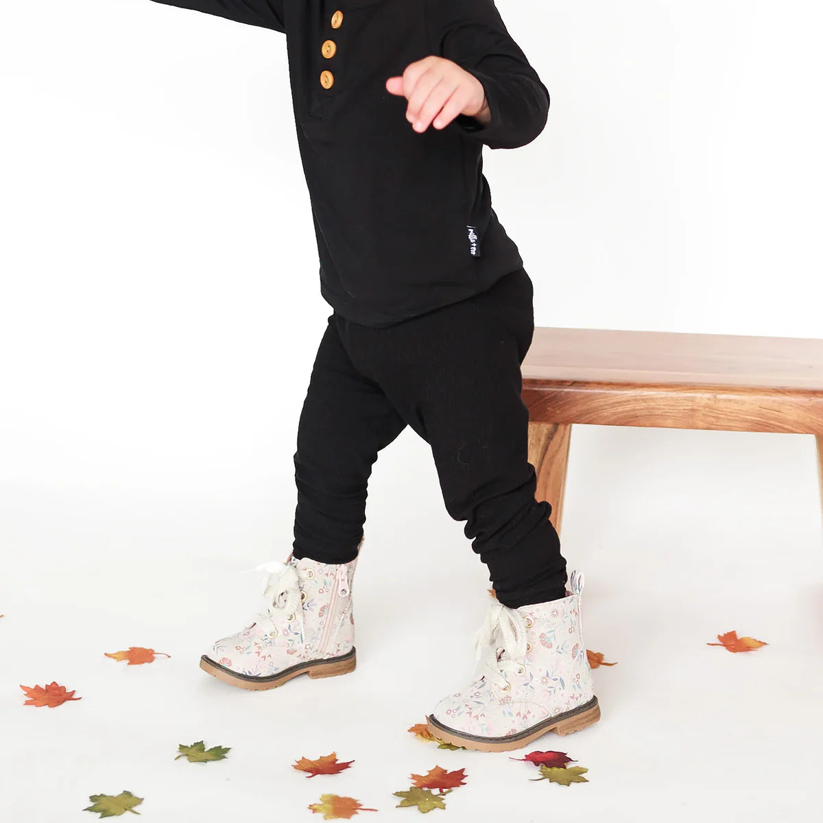 Midnight Ribbed Bamboo Baby Legging