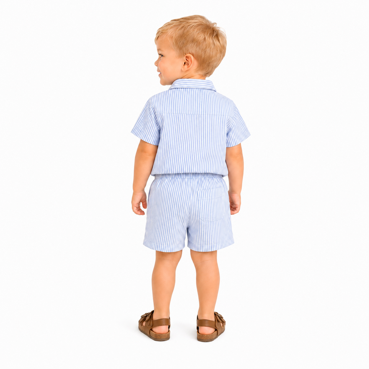 Nixie Seersucker Kids Shorts - Shore Stripe / Sea
