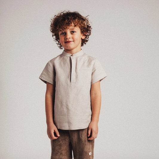 'Taupe Clay' Button Top
