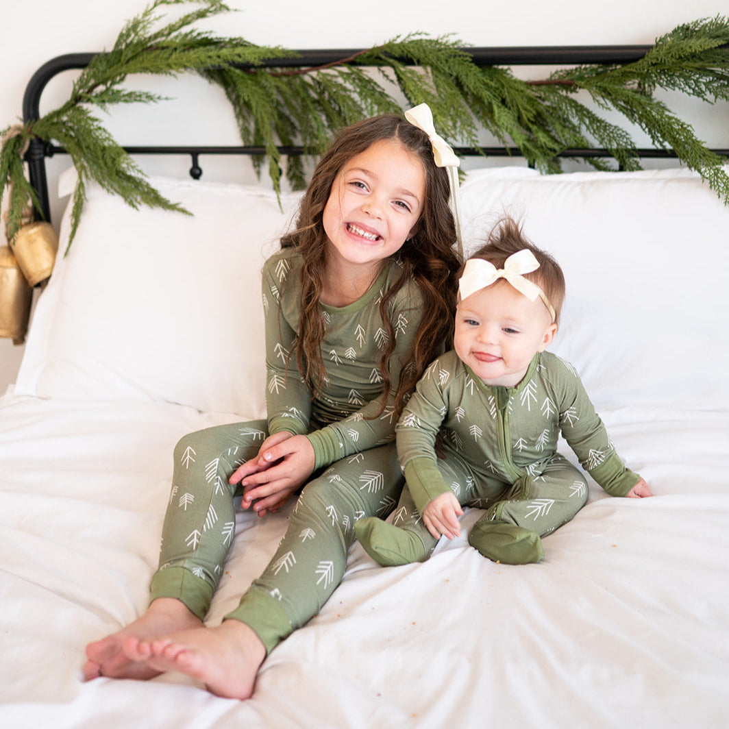'Christmas Tree Green' Bamboo Zip Romper