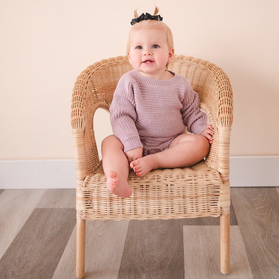 Mauve Desert Long Sleeve Chunky Knit Baby Bodysuit
