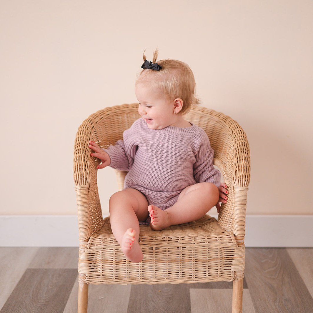 Mauve Desert Long Sleeve Chunky Knit Baby Bodysuit