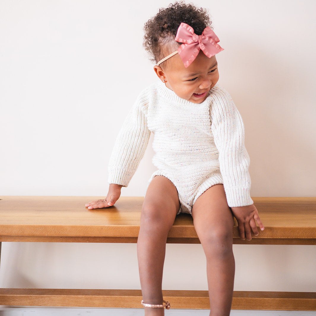 Vanilla Confetti Long Sleeve Chunky Knit Baby Bodysuit