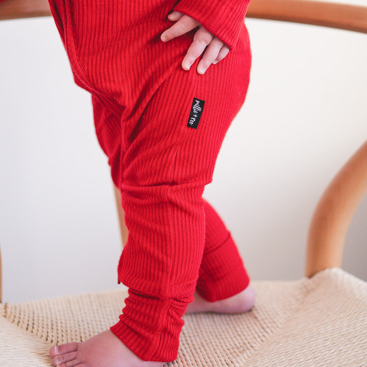 'Red' Ribbed Bamboo Zip Romper