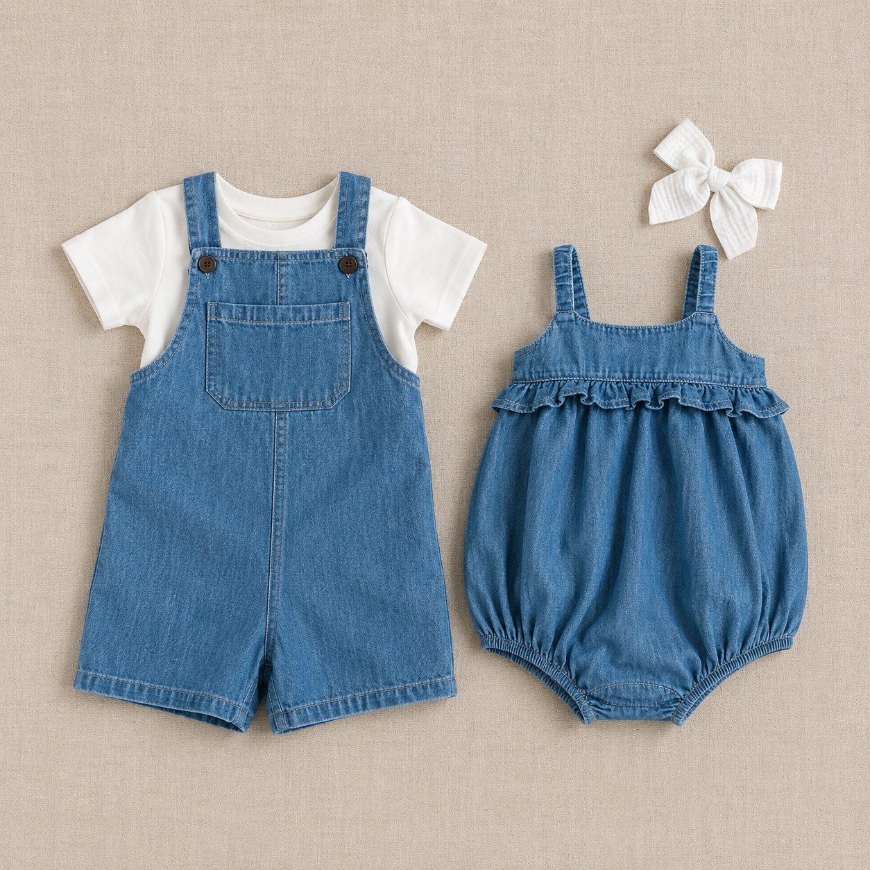 Gemma Chambray Baby Bubble Romper