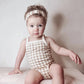 'Khaki Gingham' Tank Bodysuit with Matching Headband