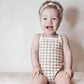 'Khaki Gingham' Tank Bodysuit with Matching Headband