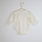 White Organic Cotton Bubble Sleeve Ribbed Baby Bodysuit