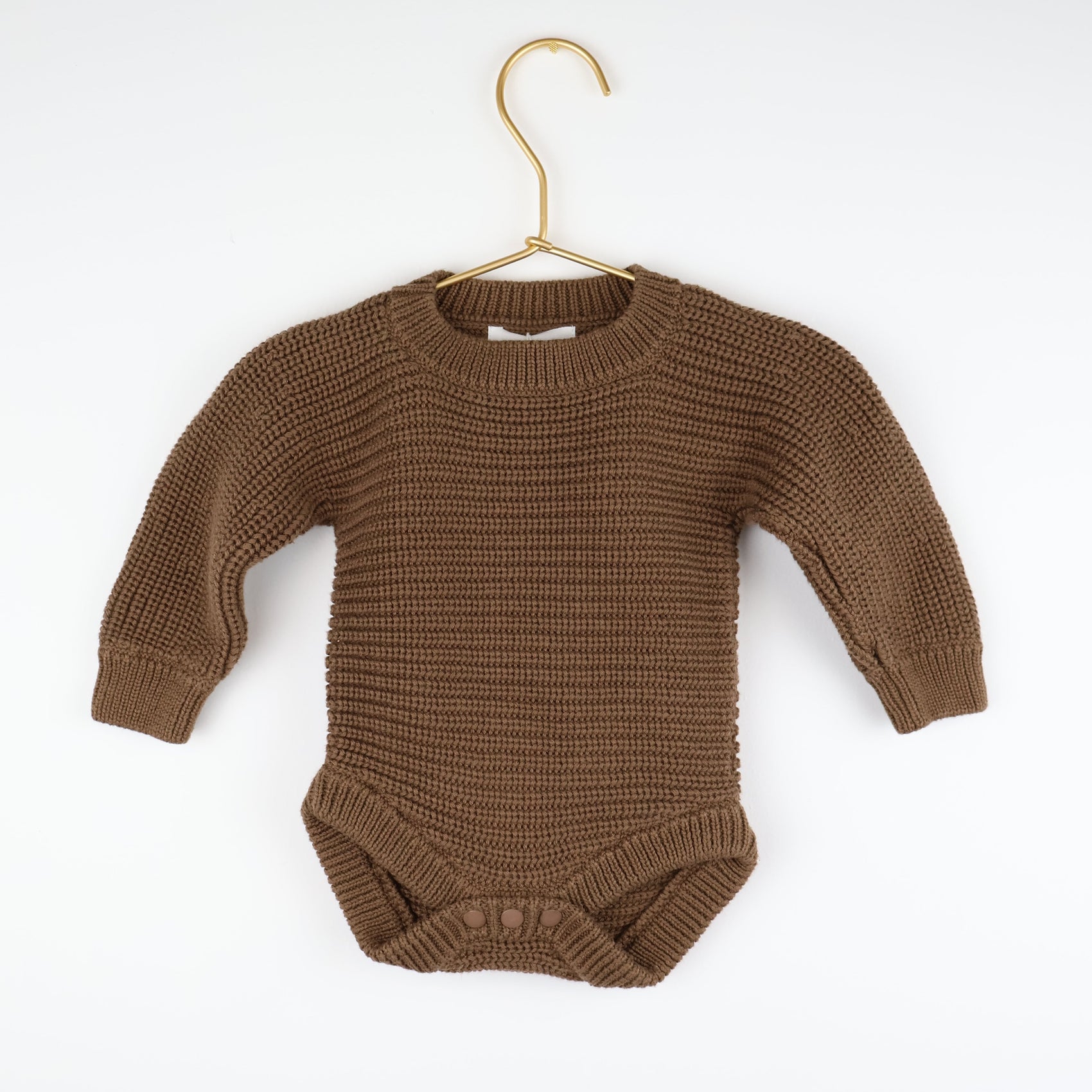 'Chocolate' Long Sleeve Chunky Knit Bodysuit