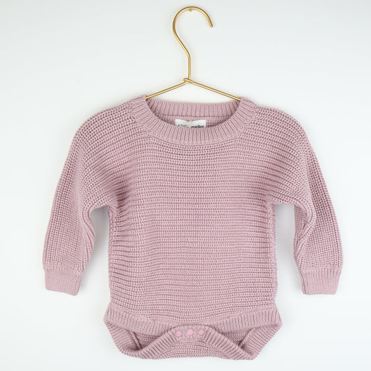 'Mauve Desert' Long Sleeve Chunky Knit Bodysuit