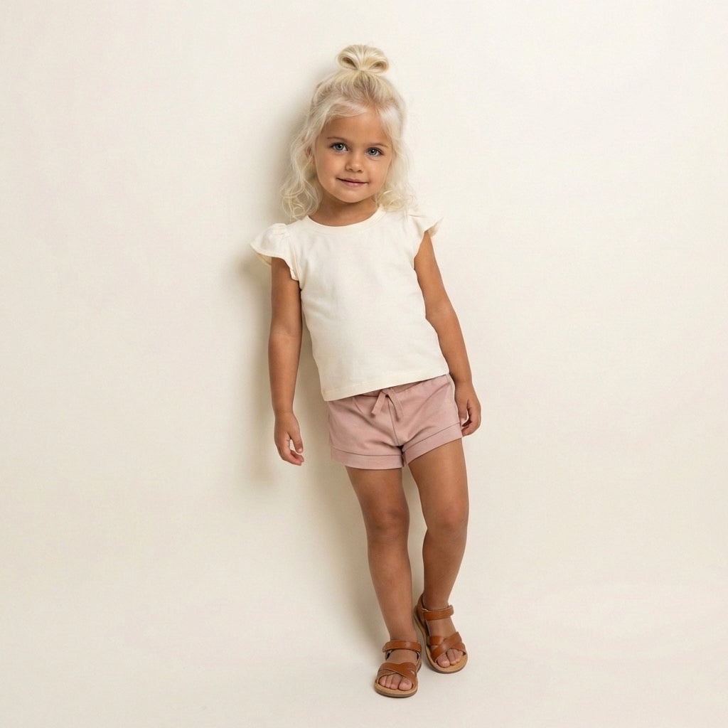 Ivory Pearl Petal Sleeve Kids Tee