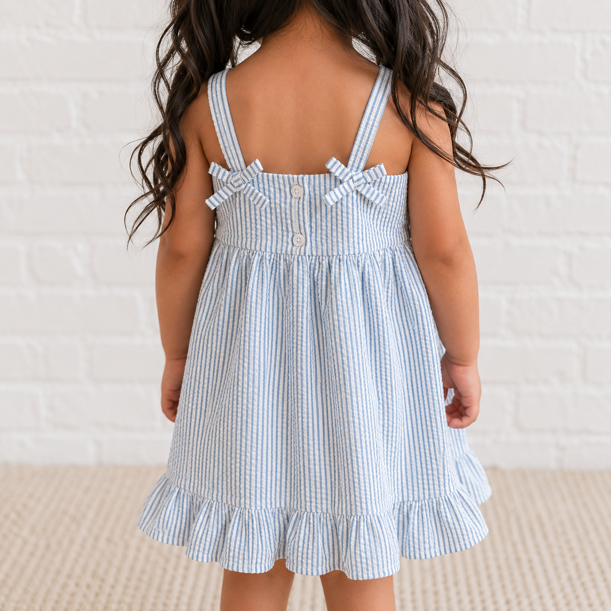 Juliette Seersucker Baby & Kids Tank Dress - Shore Stripe / Sea