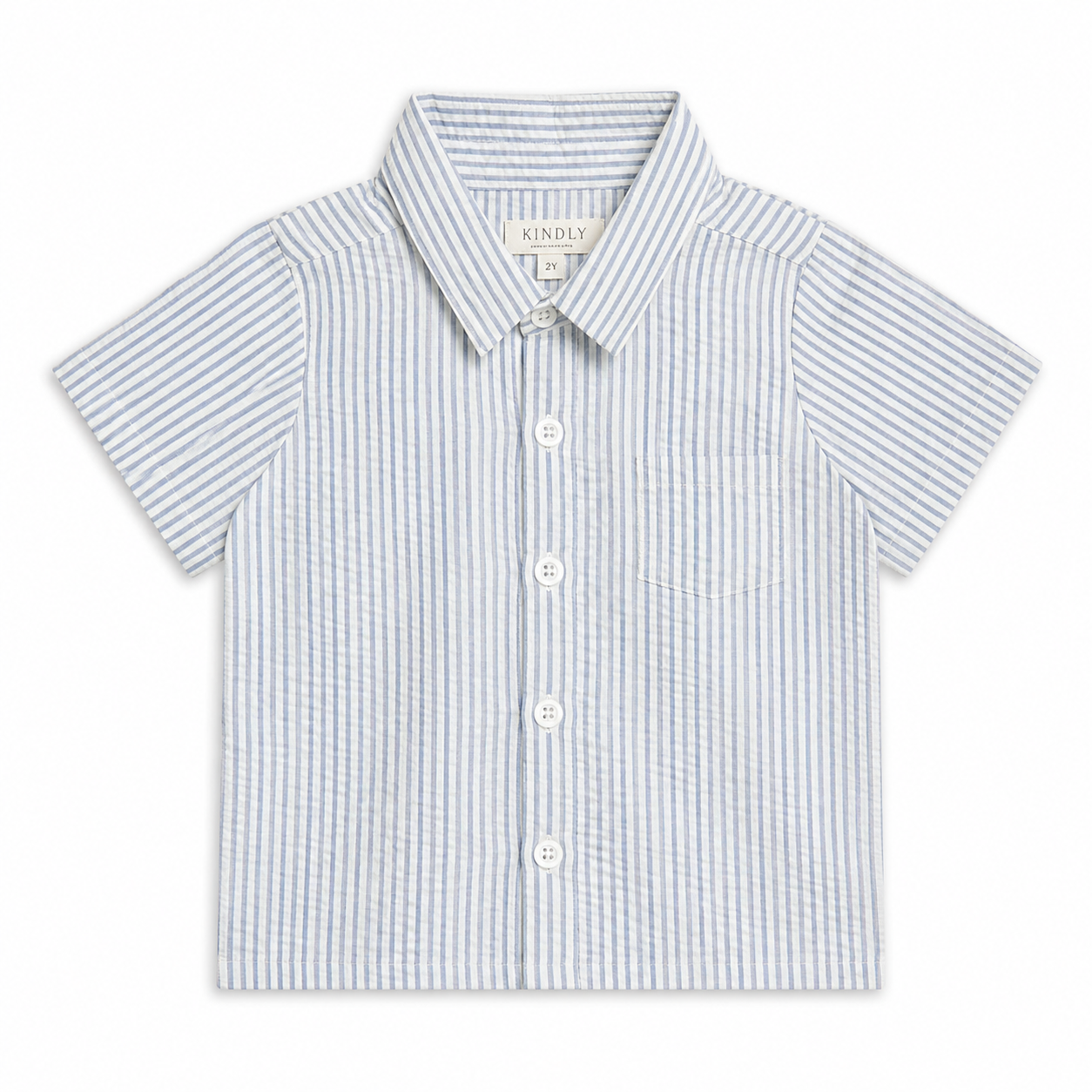Landon Seersucker Baby & Kids Button Down - Shore Stripe / Sea