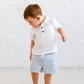Nixie Seersucker Kids Shorts - Shore Stripe / Sea