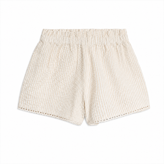 Patty Seersucker Scalloped Trim Baby & Kids Short - Dune Stripe