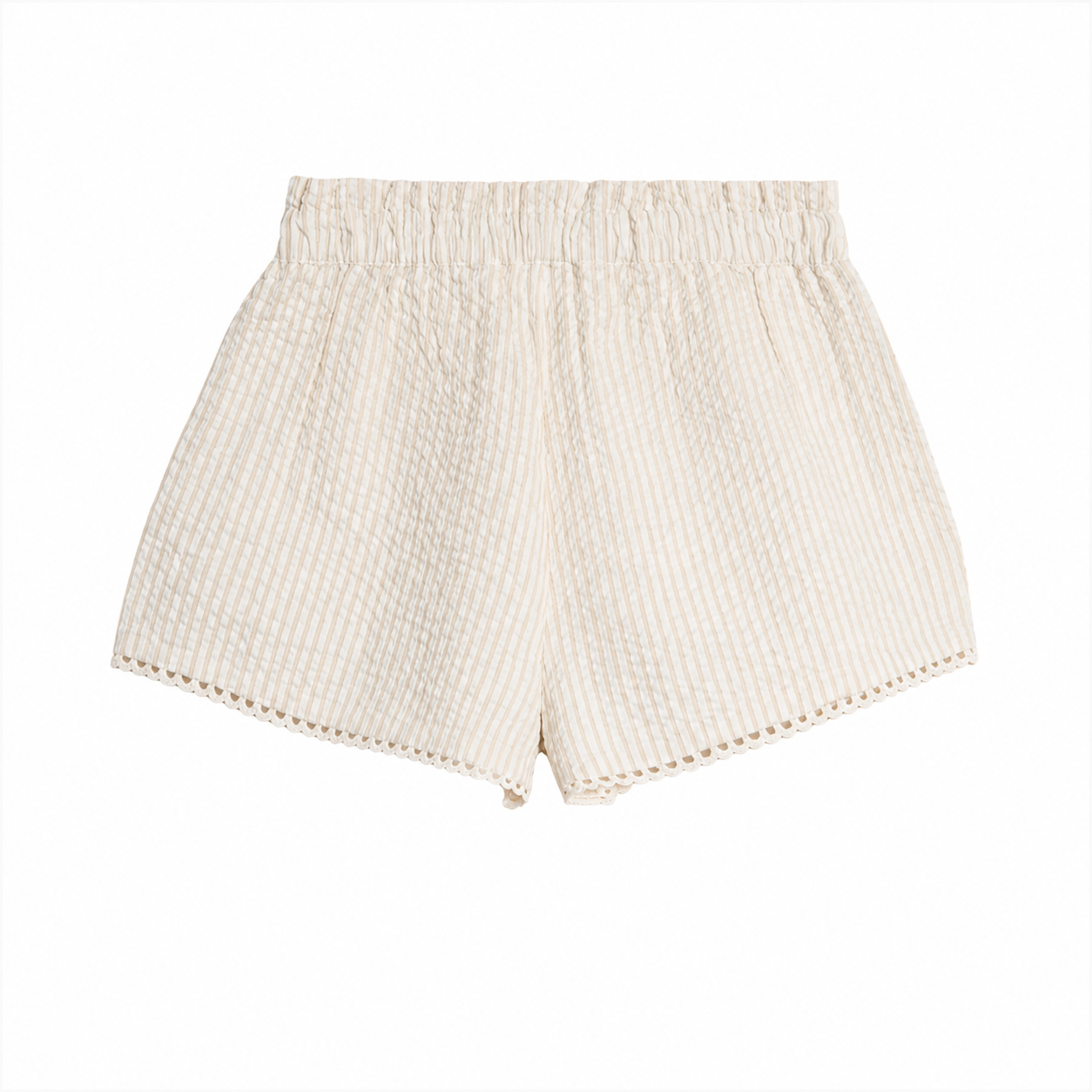 Patty Seersucker Scalloped Trim Baby & Kids Short - Dune Stripe