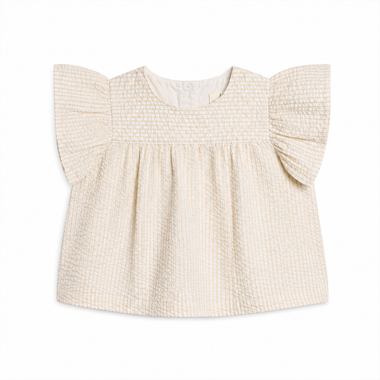 Viv Seersucker Ruffle Baby & Kids Top - Dune Stripe