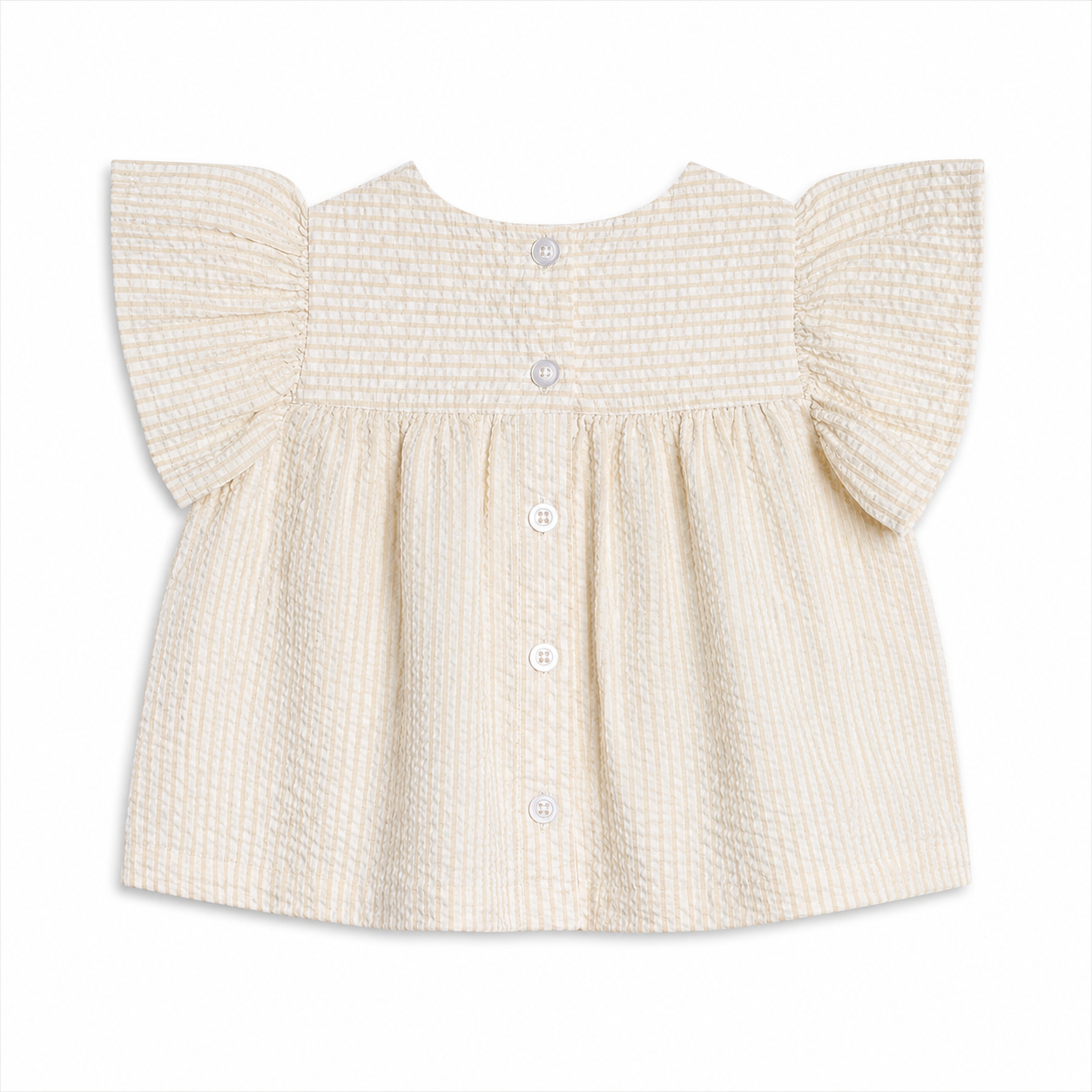 Viv Seersucker Ruffle Baby & Kids Top - Dune Stripe