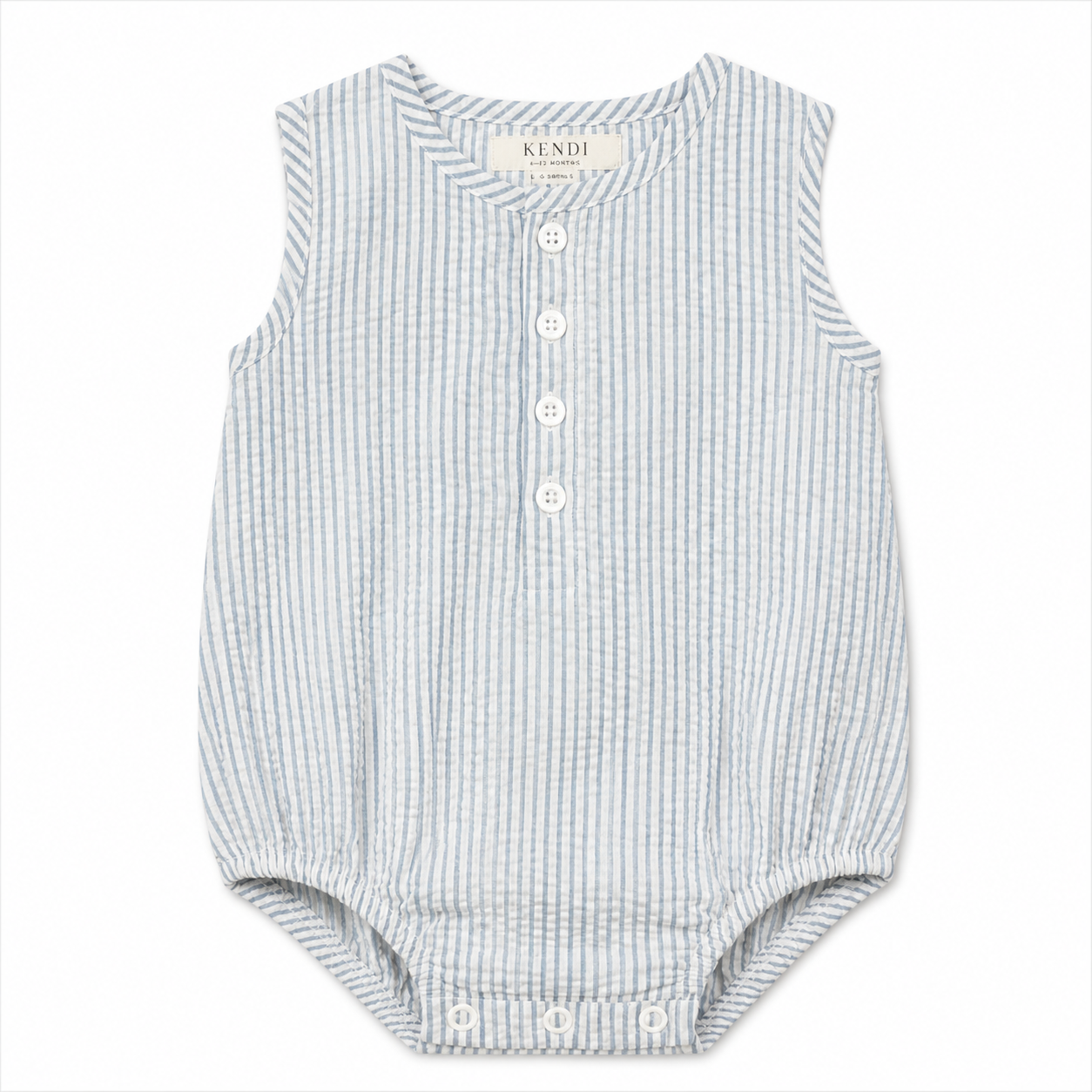 Wren Seersucker Baby Bubble Romper - Shore Stripe / Sea
