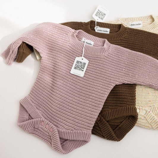 'Chocolate' Long Sleeve Chunky Knit Bodysuit - Preloved