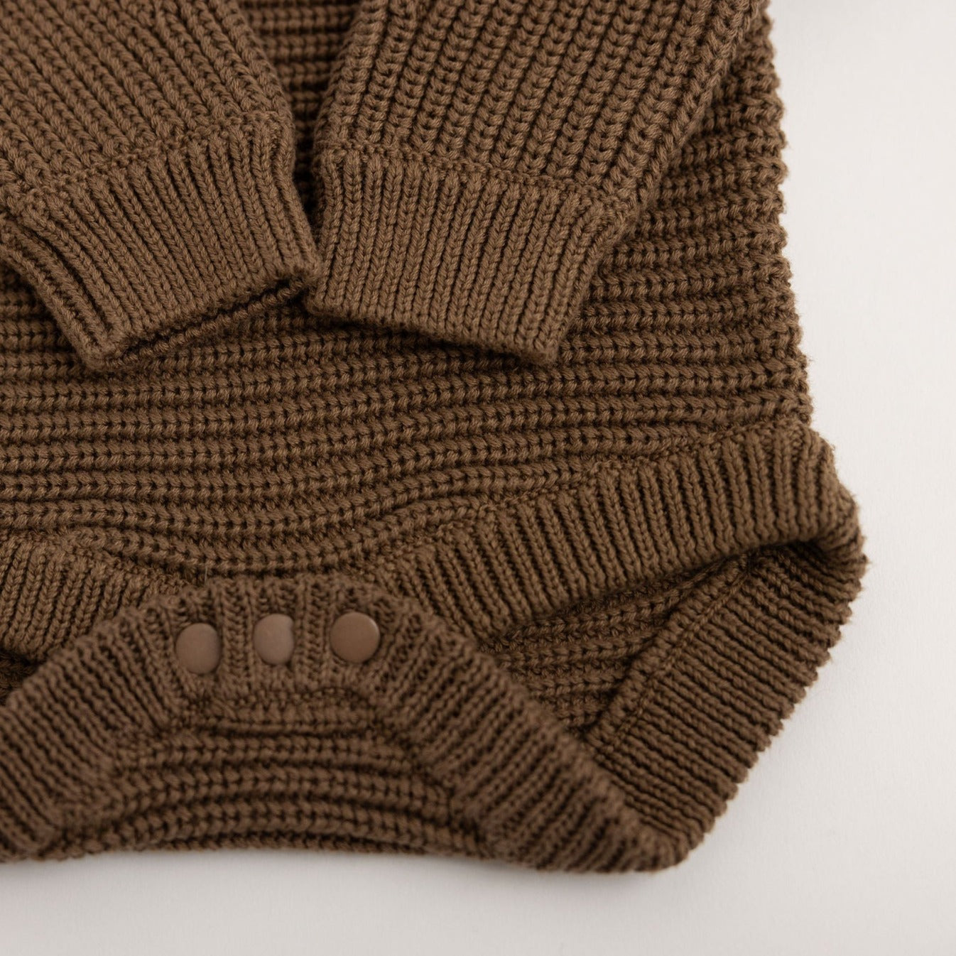 Chocolate Long Sleeve Chunky Knit Baby Bodysuit - Preloved