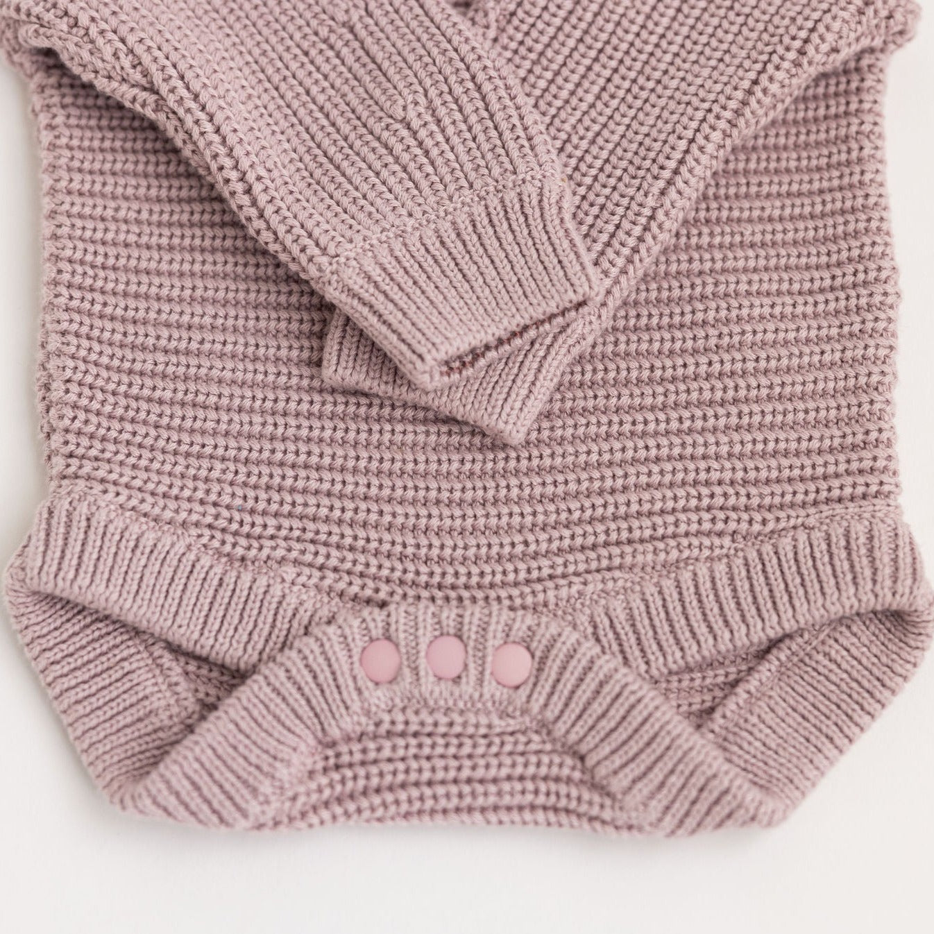 Mauve Desert Long Sleeve Chunky Knit Baby Bodysuit - Preloved