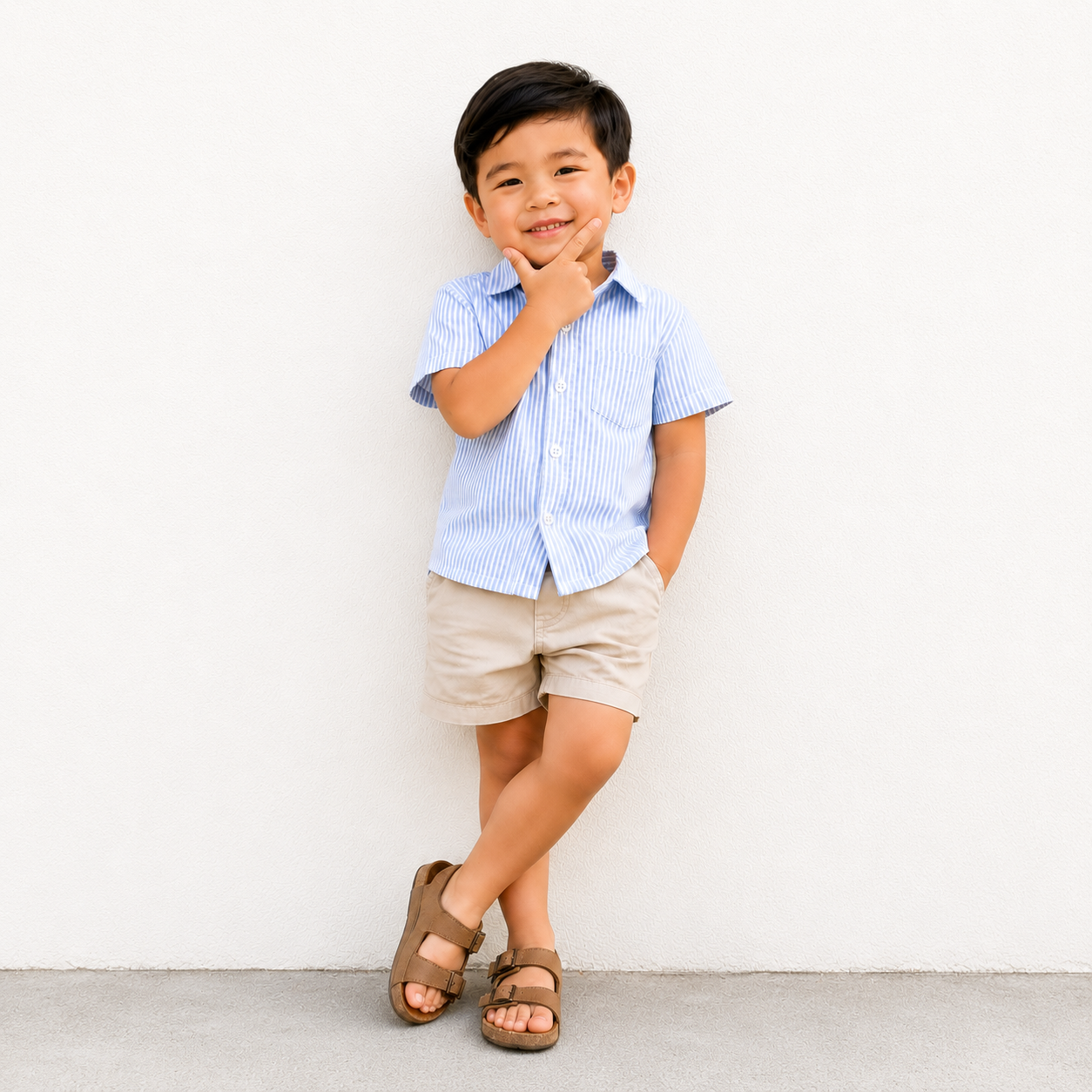 Landon Seersucker Baby & Kids Button Down - Shore Stripe / Sea