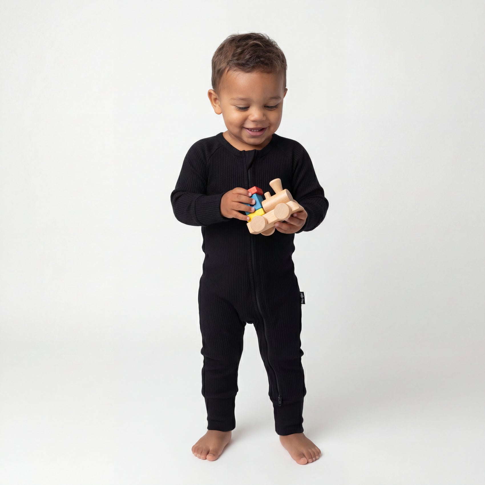 'Midnight' Ribbed Bamboo Zip Romper