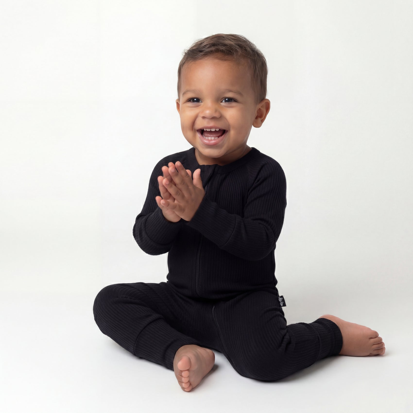 Midnight Ribbed Bamboo Baby Zip Romper