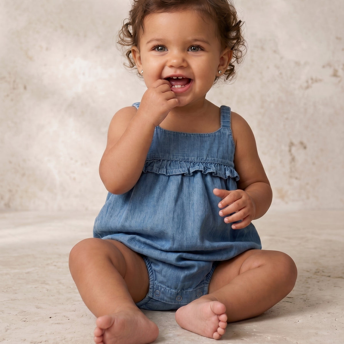 Gemma Chambray Baby Bubble Romper