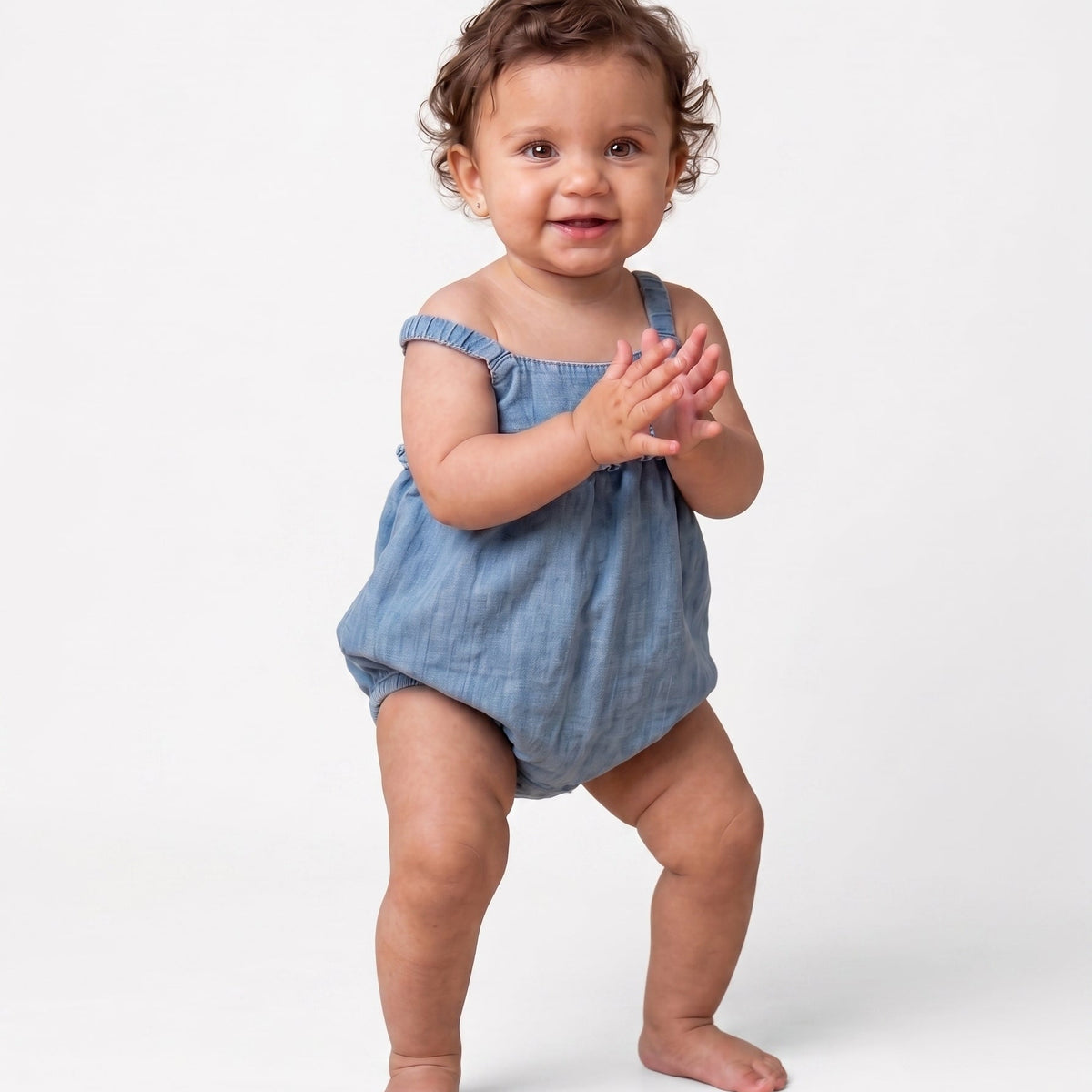 Gemma Chambray Baby Bubble Romper